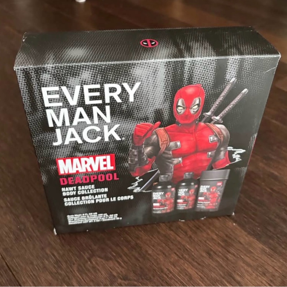 Every Man Jack Marvel Deadpool Bath Set Body Wash Shampoo Deodorant Cruelty-Free